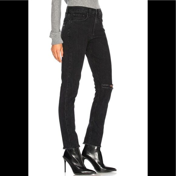 Rag & Bone High Rise Skinny Jeans Black Bone 24 - Picture 2 of 11